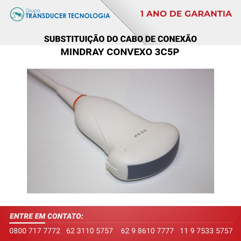 SUBSTITUICAO DO CABO DE CONEXAO TRANSDUTOR MINDRAY CONVEXO 3C5P
