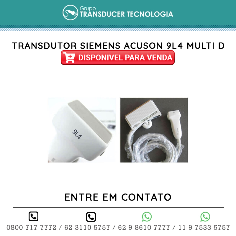 TRANSDUTOR SIEMENS ACUSON 9L4 MULTI D DISPONIVEL PARA VENDA