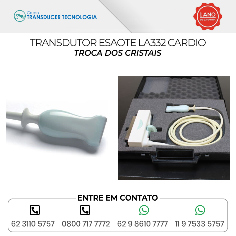 TROCA DOS CRISTAIS TRANSDUTOR ESAOTE LA332 CARDIO