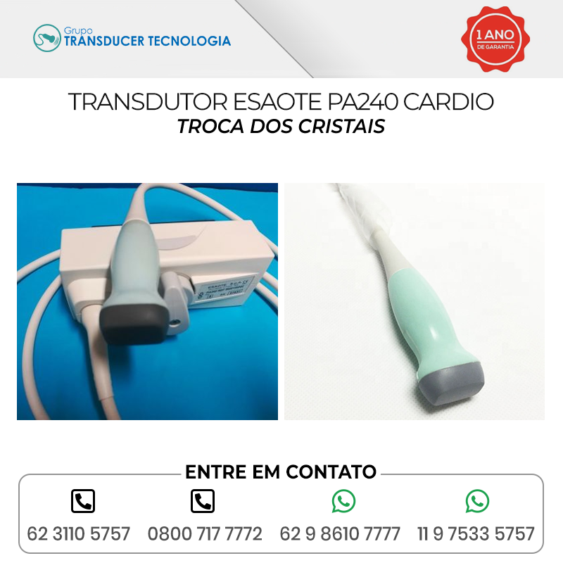 TROCA DOS CRISTAIS TRANSDUTOR ESAOTE PA240 CARDIO