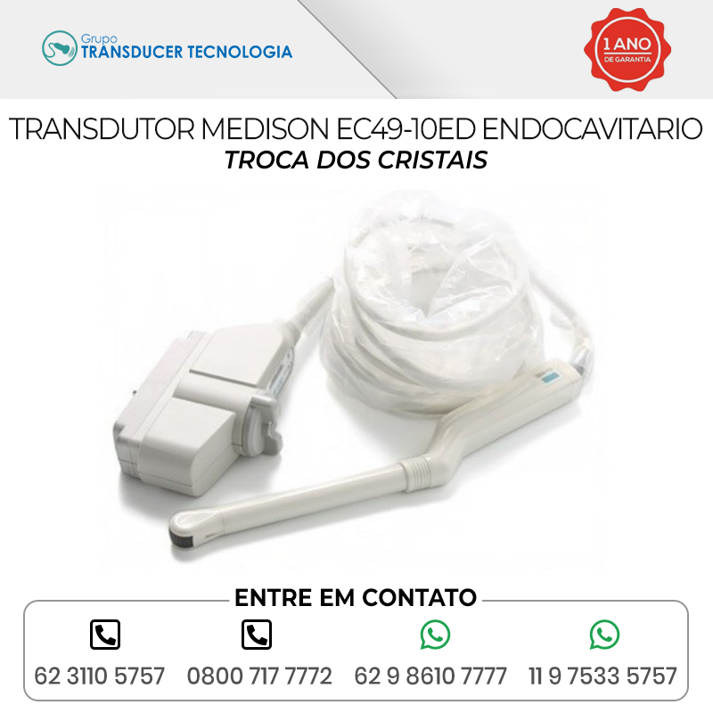 TROCA DOS CRISTAIS TRANSDUTOR MEDISON EC49 10ED ENDOCAVITARIO
