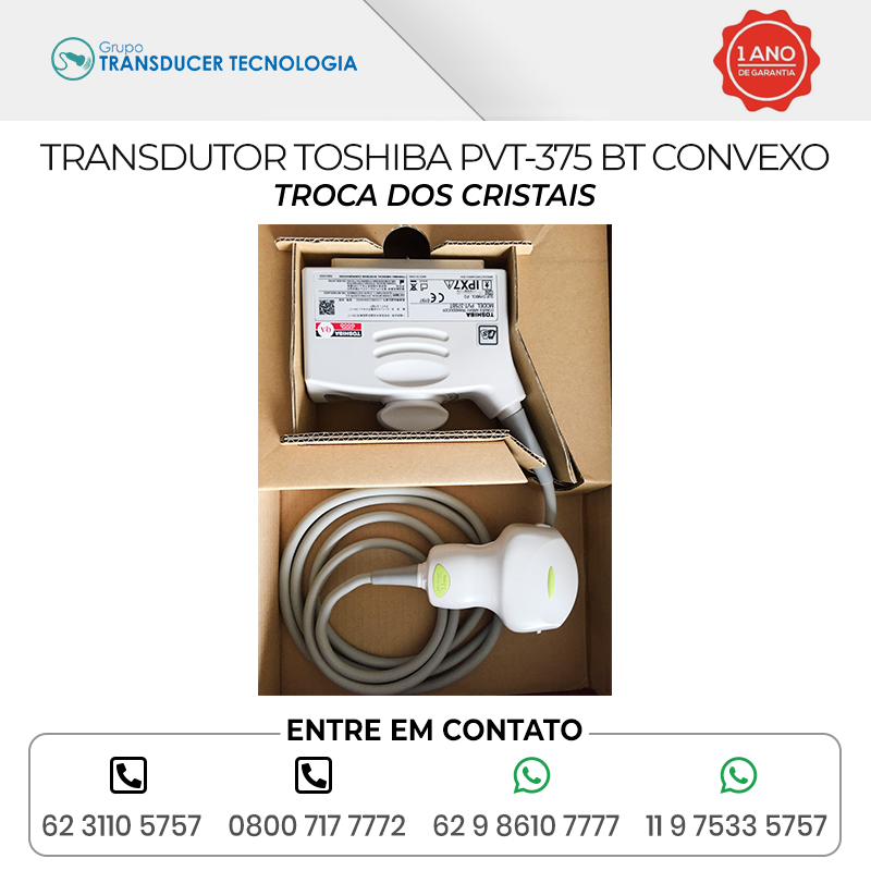 TROCA DOS CRISTAIS TRANSDUTOR TOSHIBA PVT 375 BT CONVEXO