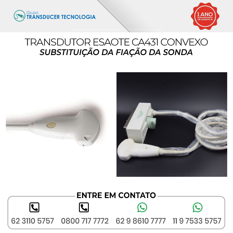 SUBSTITUICAO DA FIACAO DA SONDA TRANSDUTOR ESAOTE CA431 CONVEXO