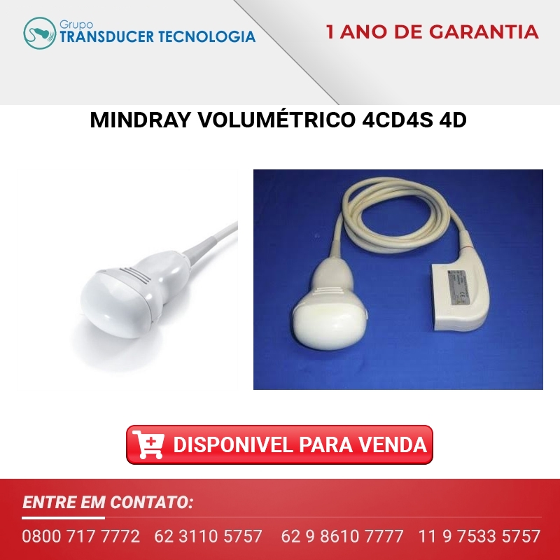 TRANSDUTOR MINDRAY CONVEXO VOLUMETRICO 4CD4S 4D DISPONIVEL PARA VENDA