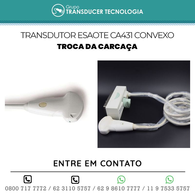 TROCA DA CARCACA TRANSDUTOR ESAOTE CA431 CONVEXO