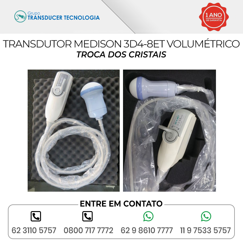 TROCA DOS CRISTAIS TRANSDUTOR MEDISON 3D4 8ET VOLUMETRICO