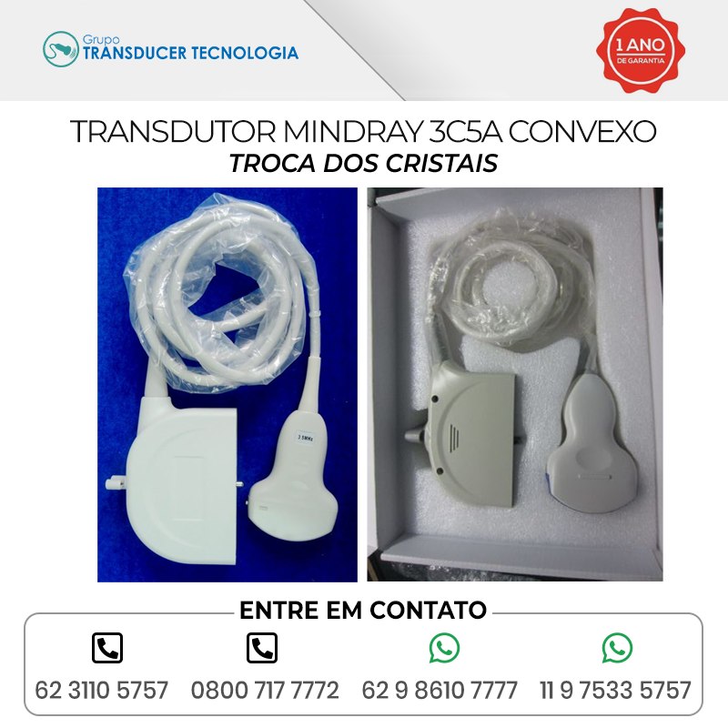 TROCA DOS CRISTAIS TRANSDUTOR MINDRAY 3C5A CONVEXO