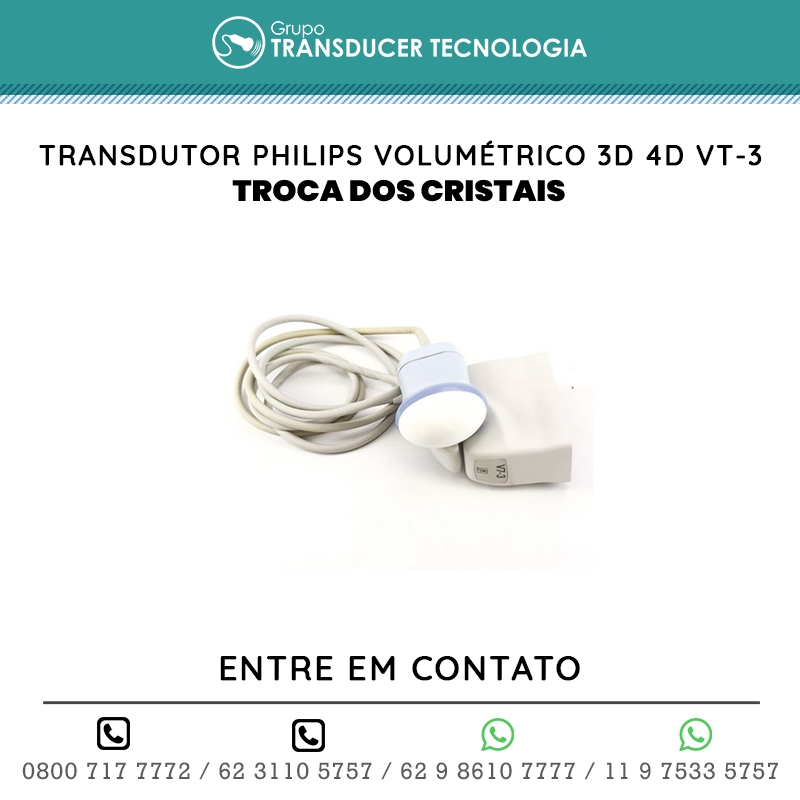 TROCA DOS CRISTAIS TRANSDUTOR PHILIPS VOLUMETRICO 3D 4D VT 3