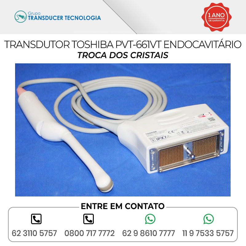 TROCA DOS CRISTAIS TRANSDUTOR TOSHIBA PVT 661VT ENDOCAVITARIO